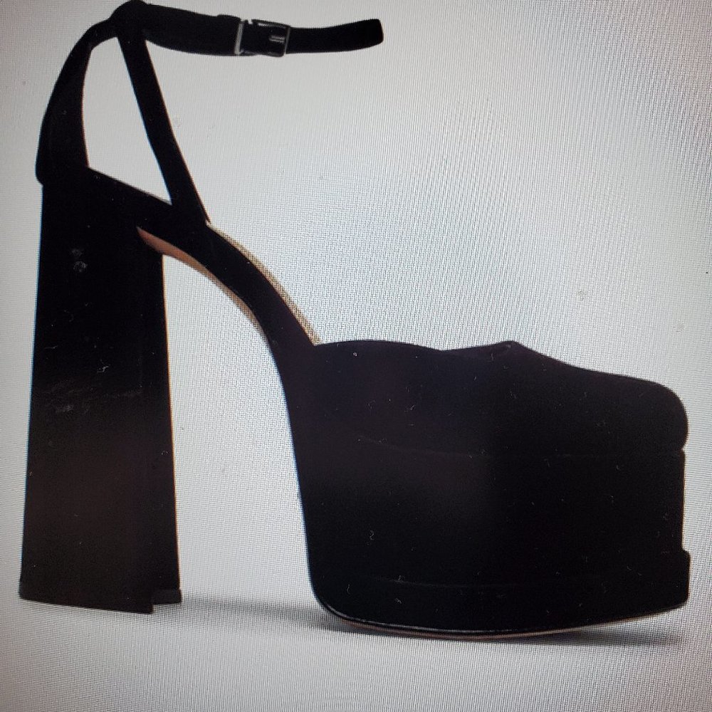 Schutz Luan High Platform Block Heels | Buckle Strap Textile Upper